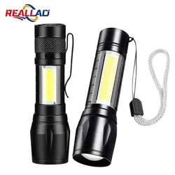 Mini LED Flashlight COB+XPE Portable Torch USB Charging Camping Lantern Zoomable Focus Light Tactical Flashlight with Pen Clip