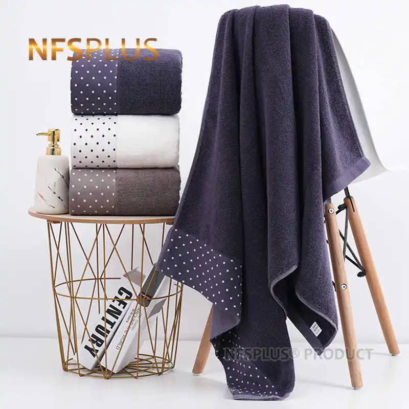 Cotton Bath Towels For Bathroom Dark Blue White Coffee Spots Hand Face Towels Terry Washcloth Travel Beach Towel For Adults