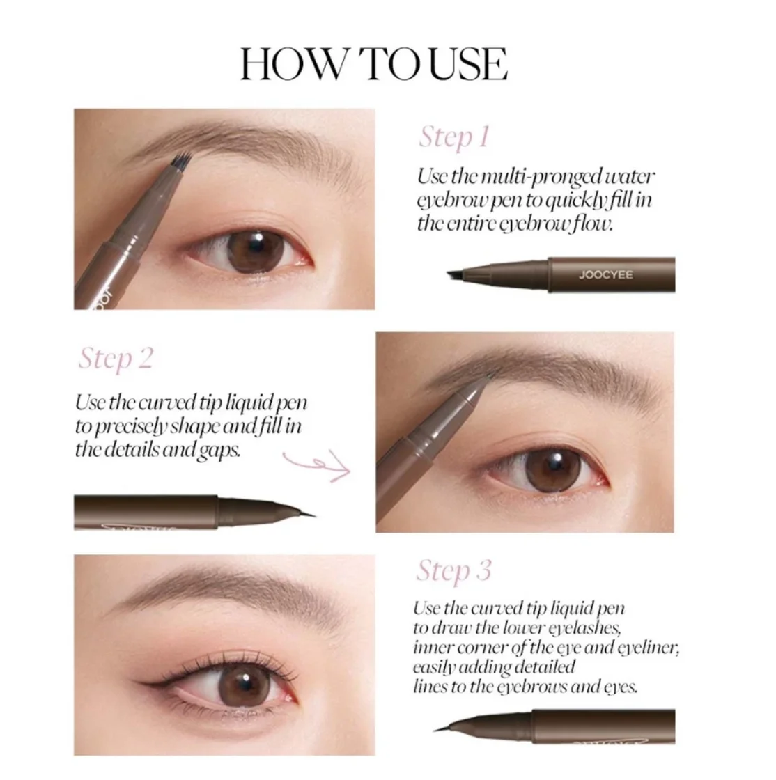 JOOCYEE Double Headed Brow Pencil Dual-Head Design Wild Natural Eyebrows Smooth Long-Lasting Makeup Cosmetics Original