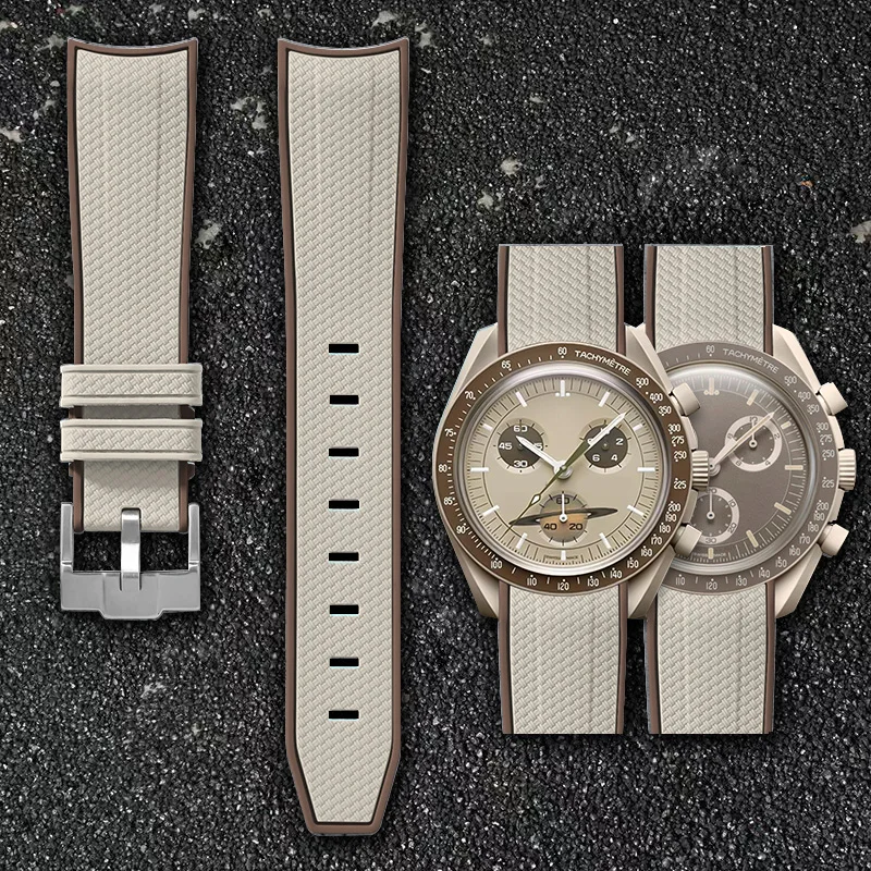 Voor Omega Swatch 20mm Curve Horlogeband Speedmaster MoonSwatch Planet Snoopy Horlogeband Quick Release Polsbandje Rubberen Armband