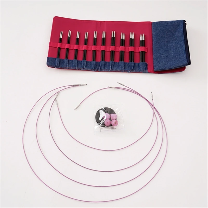 10Pair Interchangeable Circular Knitting Needle Set with Case, 3.0mm-6.5mm