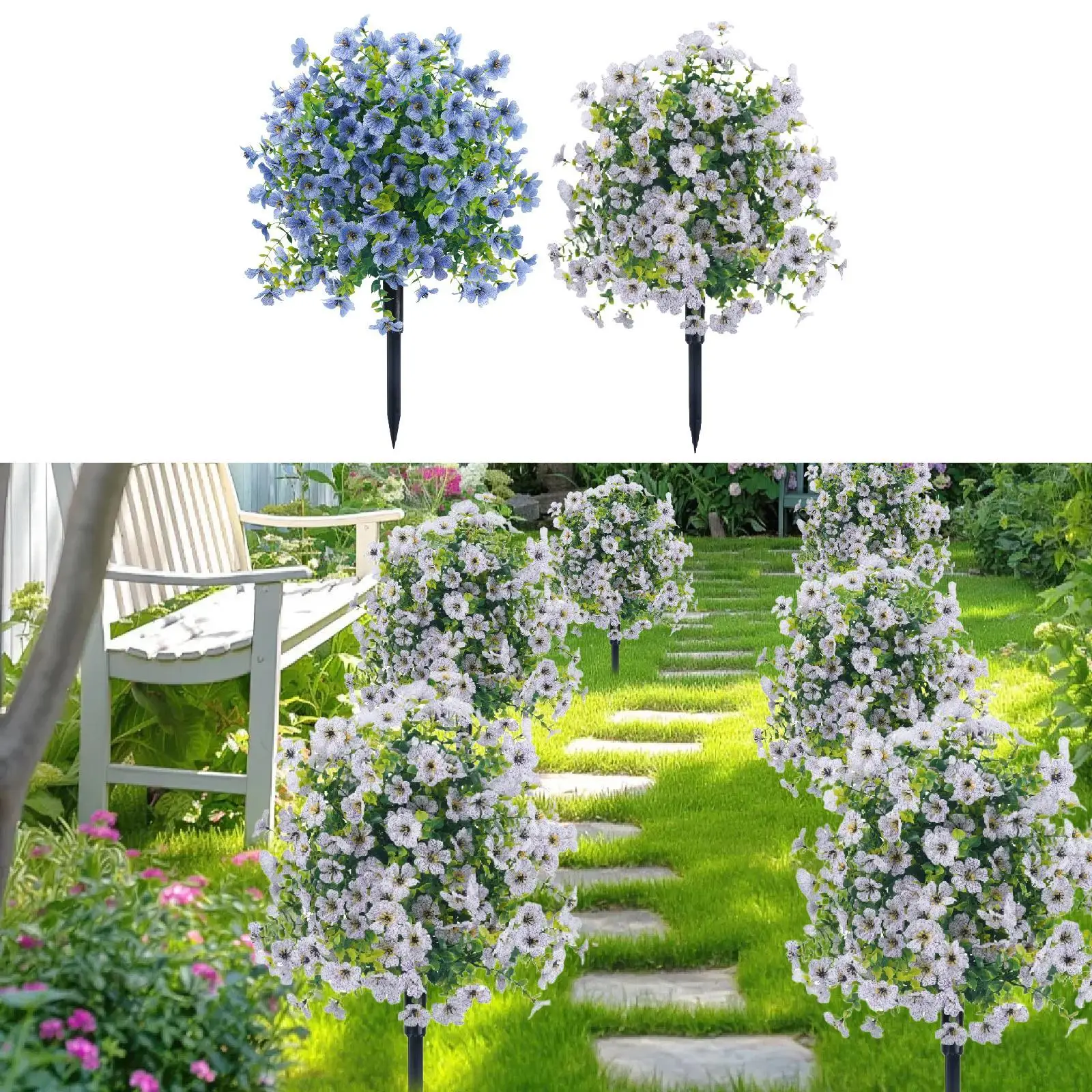 

Artificial Violet Flowers Ball Bush Yard Farmhouse Wedding with Ground Spike