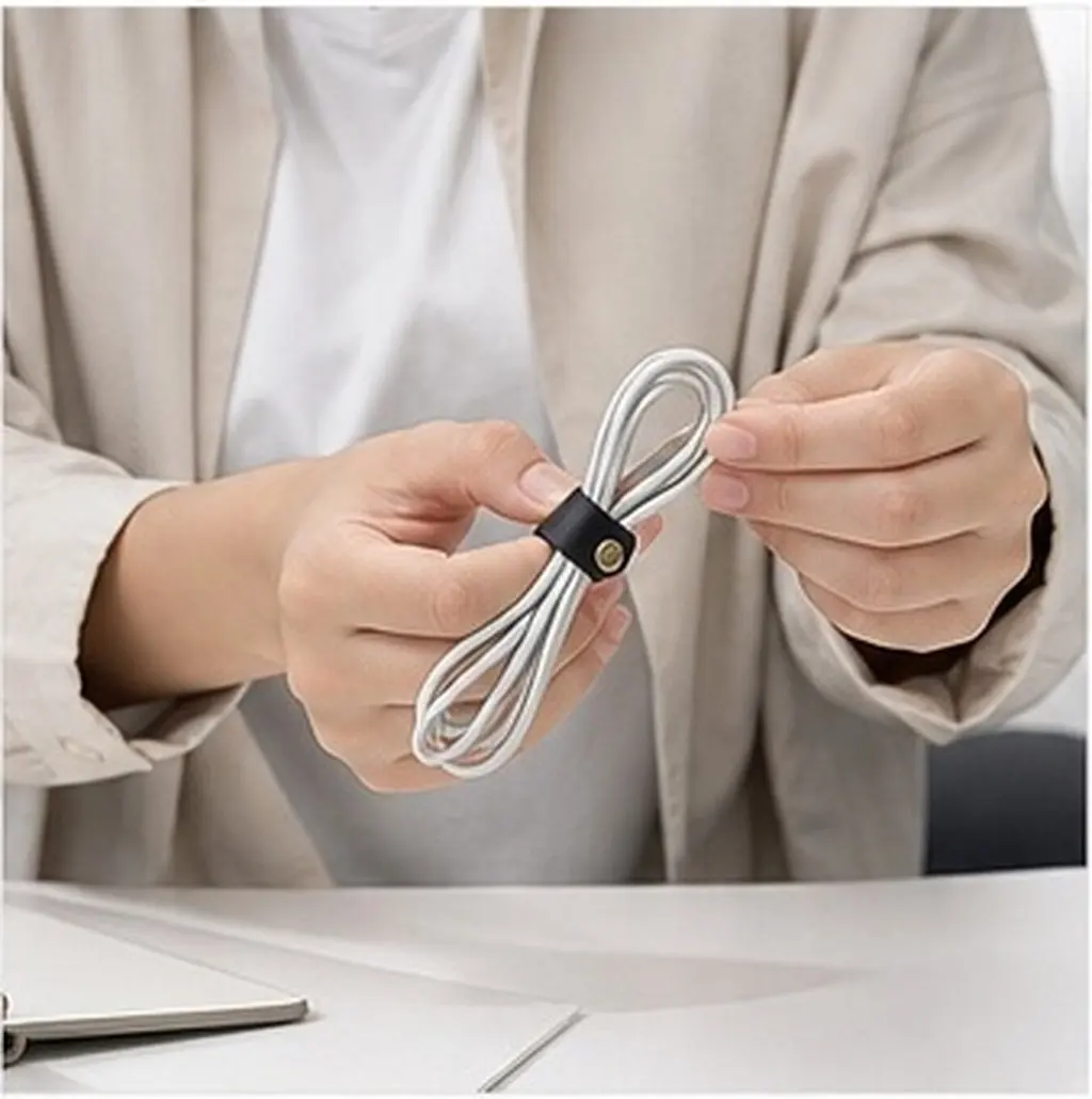 5Pcs Artificial Earphone Cable Organizer Cord Fixing Strap Portable Wire Wrap Management Strap Reusable