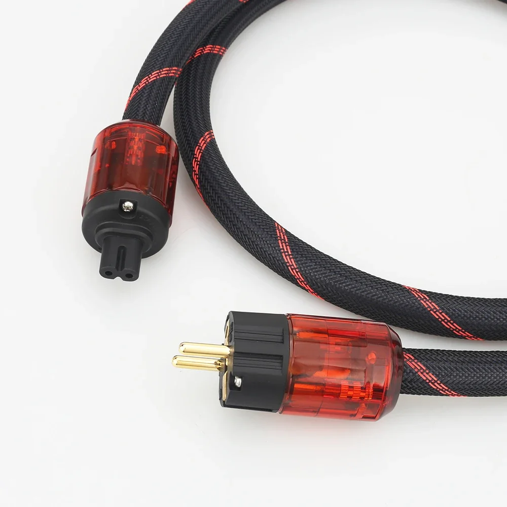 P101+DW12 HiFi OFC Copper Audiophile EU Power Cord Cable Schuko/US Power cable Figure 8 IEC-C7 Plug
