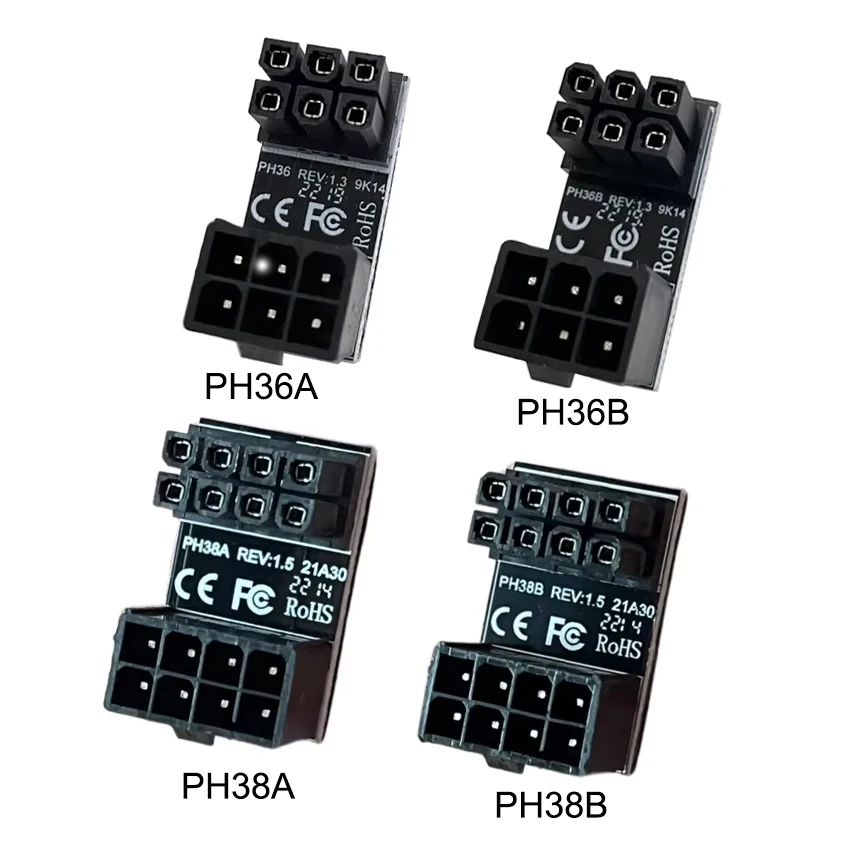 1/5/10pcs Graphics Card 180° Power Supply Adapter Elbow GPU PSU Steering Connector PCI-E 6Pin 8Pin Rotating Wiring Artifact