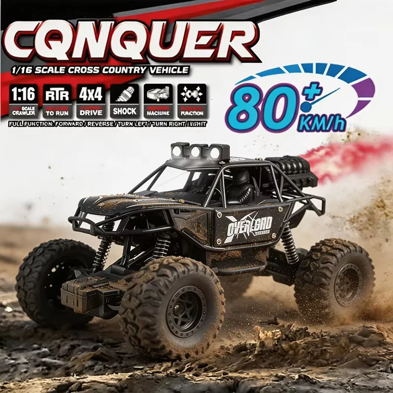 NEW 1:16 Scale Remote Control Monster Truck High Speeds 20KMH Off-Road RC Car with LED Lights for Adults Kids Durable Gift Ready