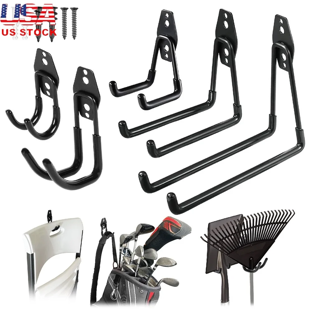 

5 Pack Heavy Duty Hooks PVC Coated Garage Storage Organization Includes Screws Perfect Tools Bikes Sports Equipment