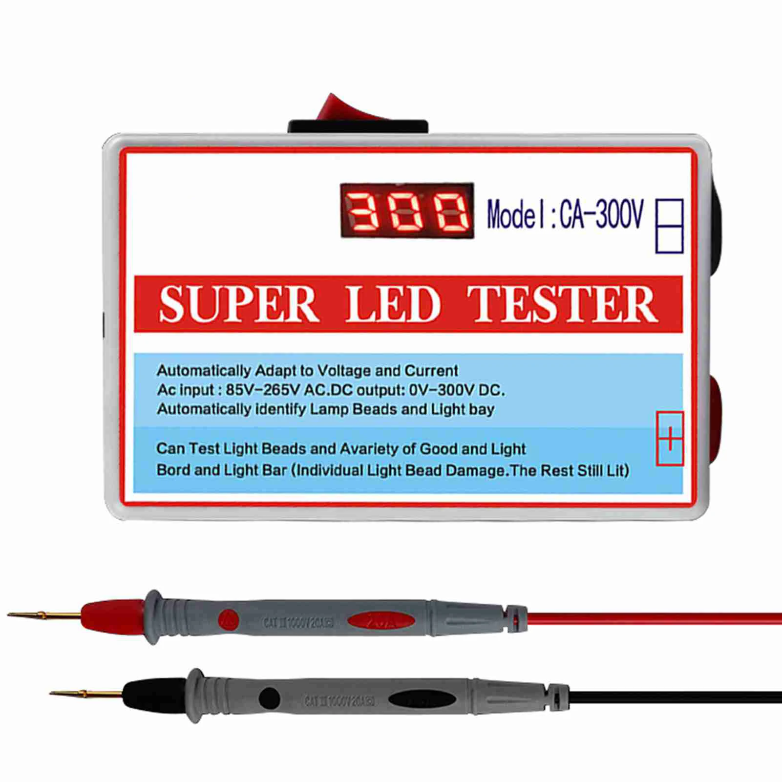 CA-300V Portable LED Lamp Beads Light Bar TV Backlight Tester LED Strips Beads Lamp Board Test Tool Capacitance Diode Voltage