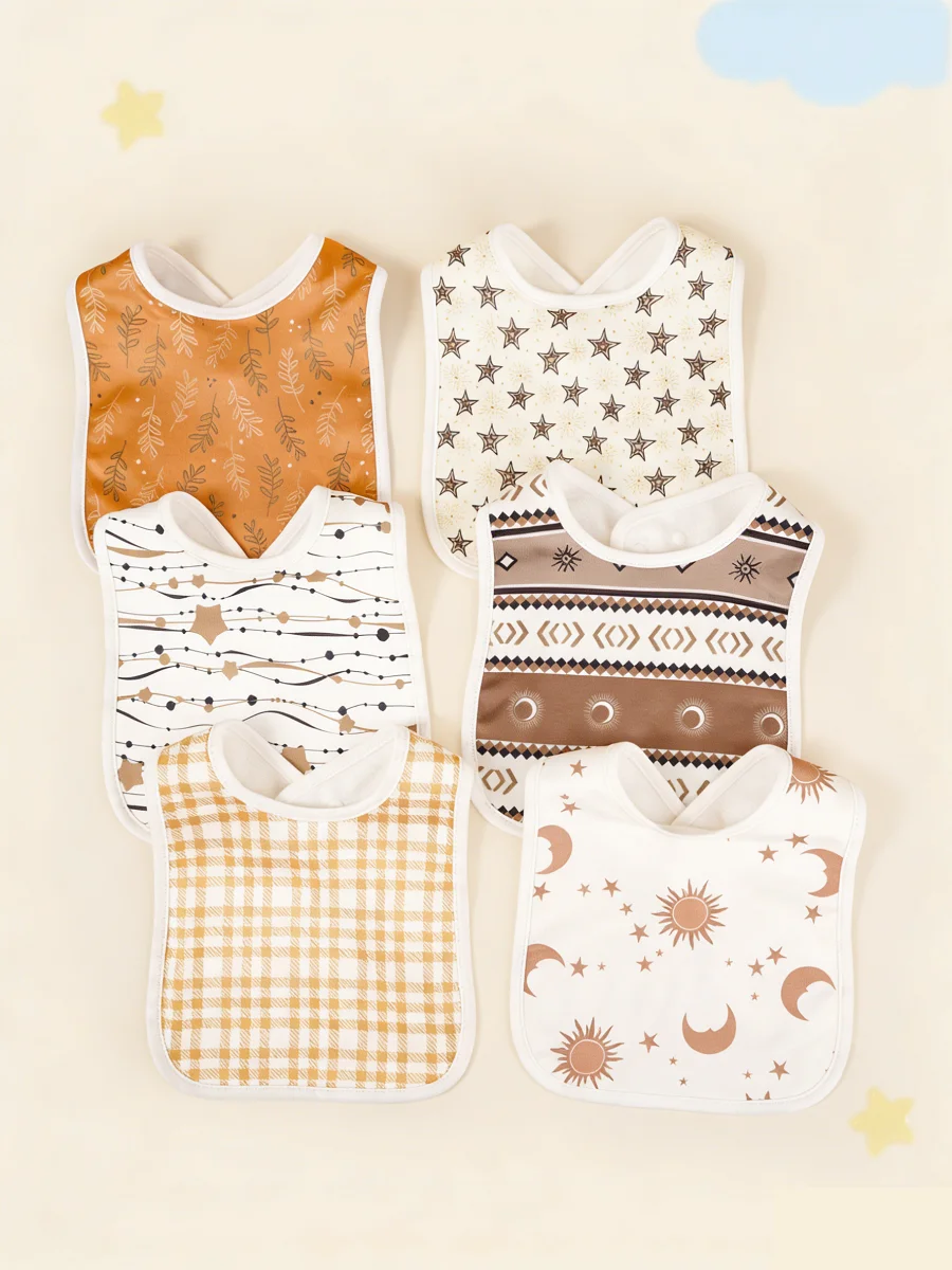 3pcs Baby Random Pattern Bib Set, Soft  & Comfortable