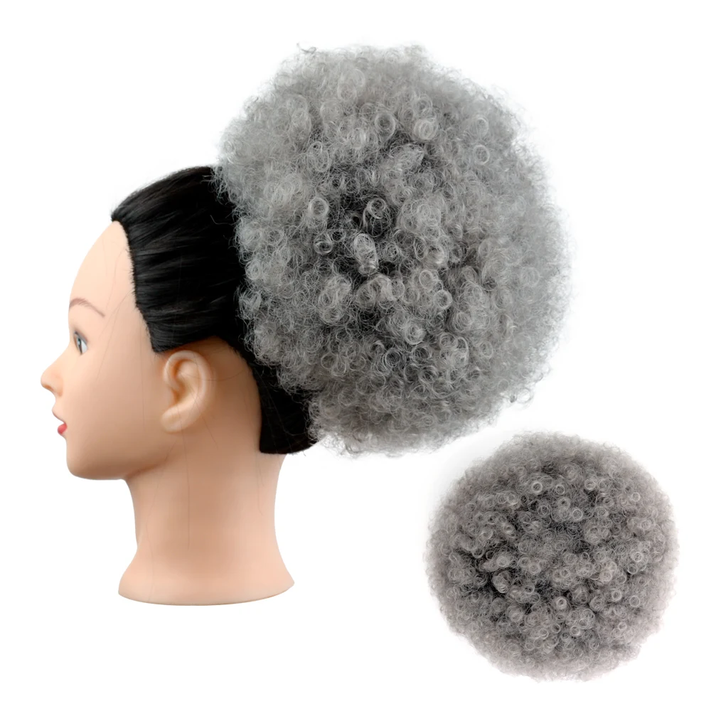 Rabo de cavalo encaracolado do cordão do Afro para mulheres negras, cabelo sintético, sopro do pão, grande grampo perversos, extensão do cabelo, 120g