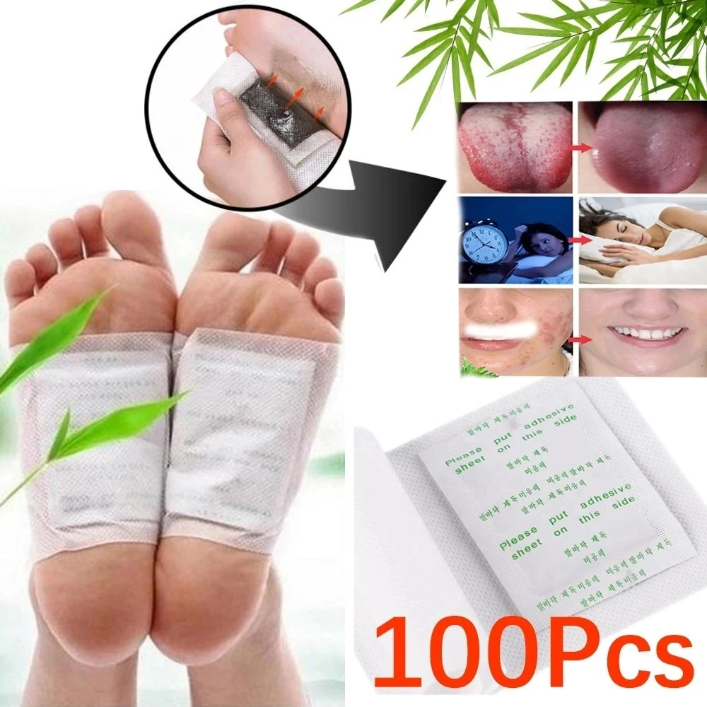 100PCS/Lot Detox Foot Patch Bamboo Pads Patches With Adhersive Foot Care Tool Improve Sleep Slimming Detoxification Foot Sticker