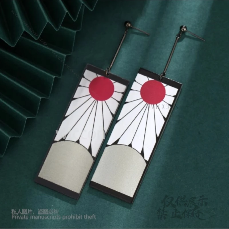 Pendientes acrílicos Clips para las orejas accesorios de estilo accesorios Anime Kamado Tanjirou Demon Slayer Cosplay disfraz Clip para la oreja Halloween Unisex