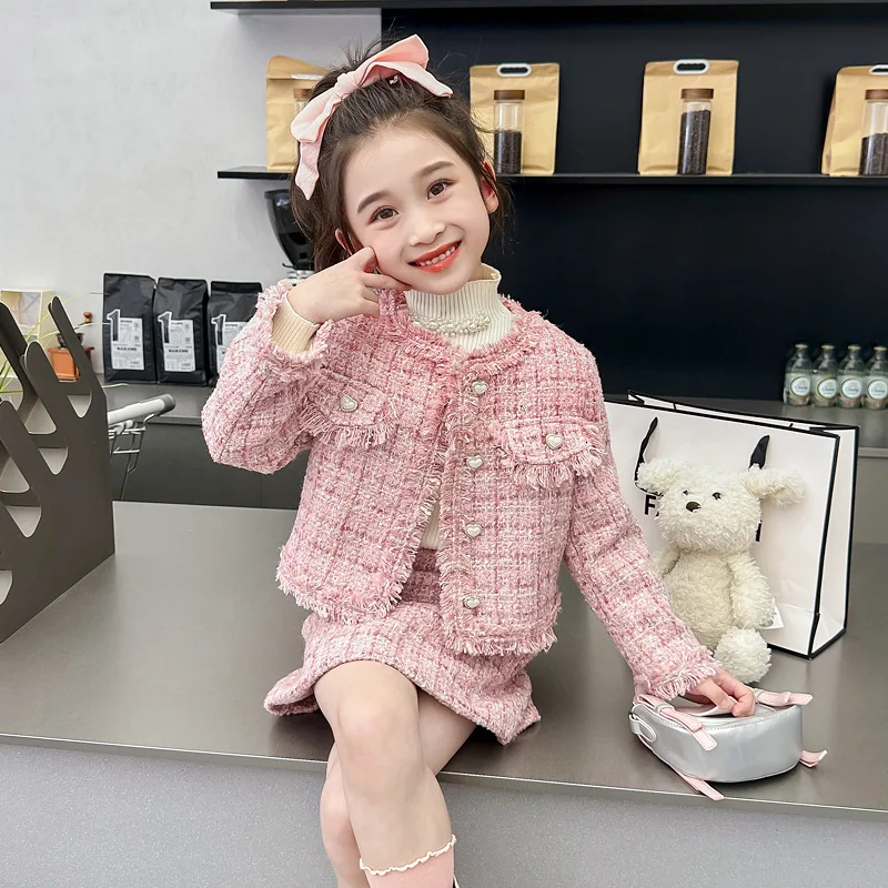 

Волосатый ароматный ветровой комплект для девочек, осень/зима 20225, новый детский корейский модный утолщенный комплект из двух предметов для маленьких девочек