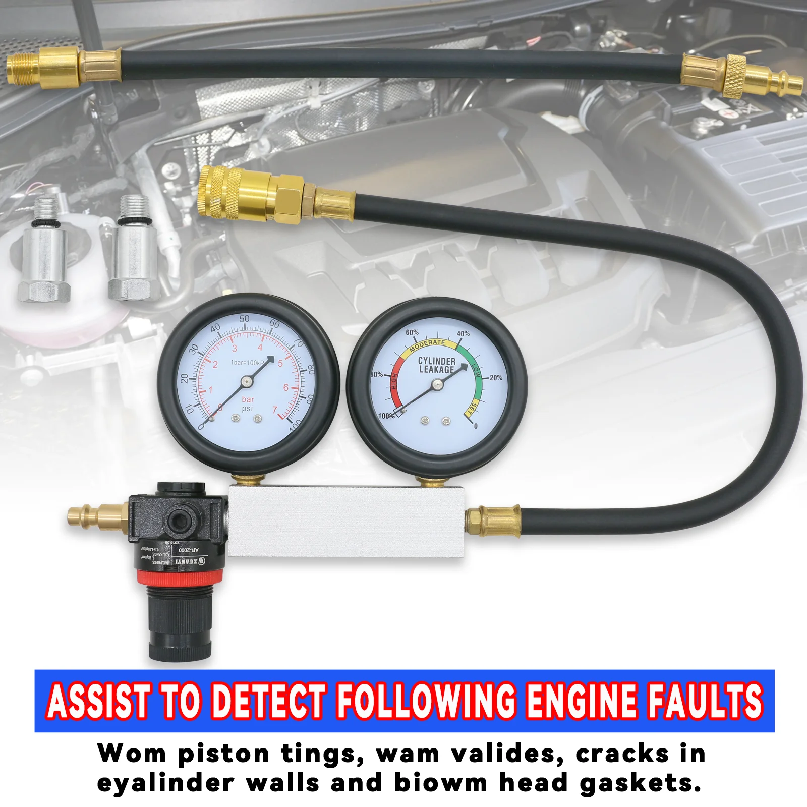 TU-21 Cylinder Leak Tester Compression Leakage Detector Set Double ...