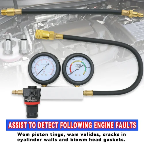 Imagen 2 del producto Probador de fugas de cilindro de TU-21, juego de Detector de fugas de compresión, doble calibre, prueba de detección de fugas de motor de gasolina, herramientas automotrices