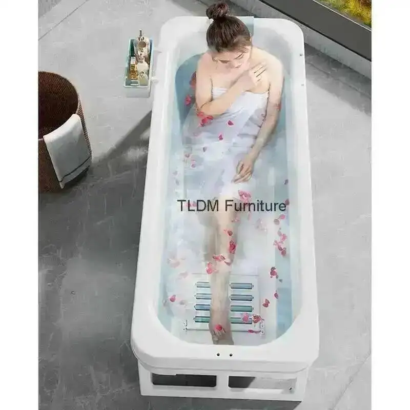 for Simple Bathtub Bathing Bathroom Tub Plastic Drainable Folding Bathtub Modern Adult Thickened Portable Bathtubs for Home