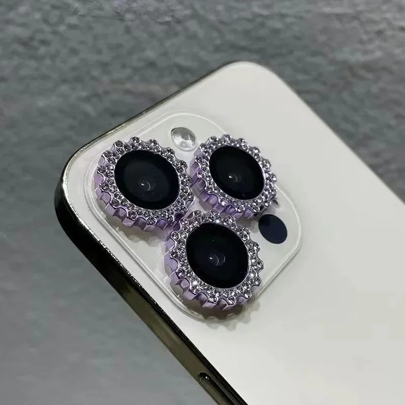 カメラレンズプロテクター,iPhone 16,15,14 pro max,12,13 mini用の光沢のあるダイヤモンドフィルム,2〜3個