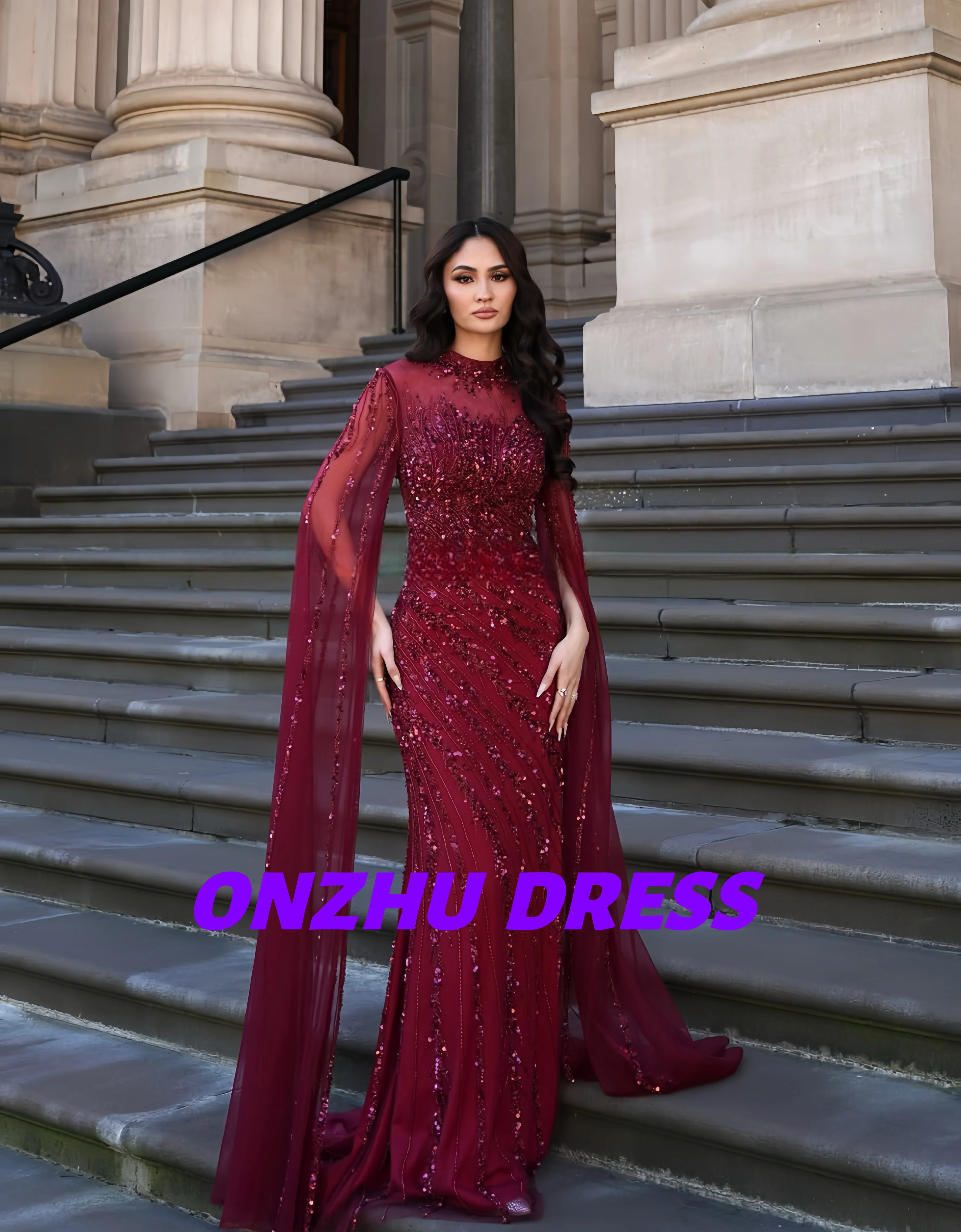

Customized round-neck sleeveless shawl A-LINE beaded women evening dress dresses for special occasions Party dress