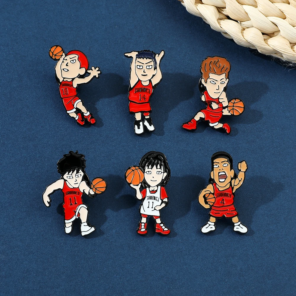 Anime Slam Dunk Enamel Pins Cartoon Figure Sakuragi Hanamichi Lapel Brooch for Backpack Pins Jewelry Fans Collection Badge Gifts