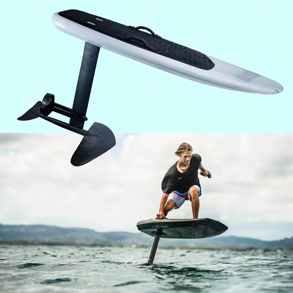 Innovative Electric Surfboarding Adventure with High-speed Propulsion and Terrain Wheels