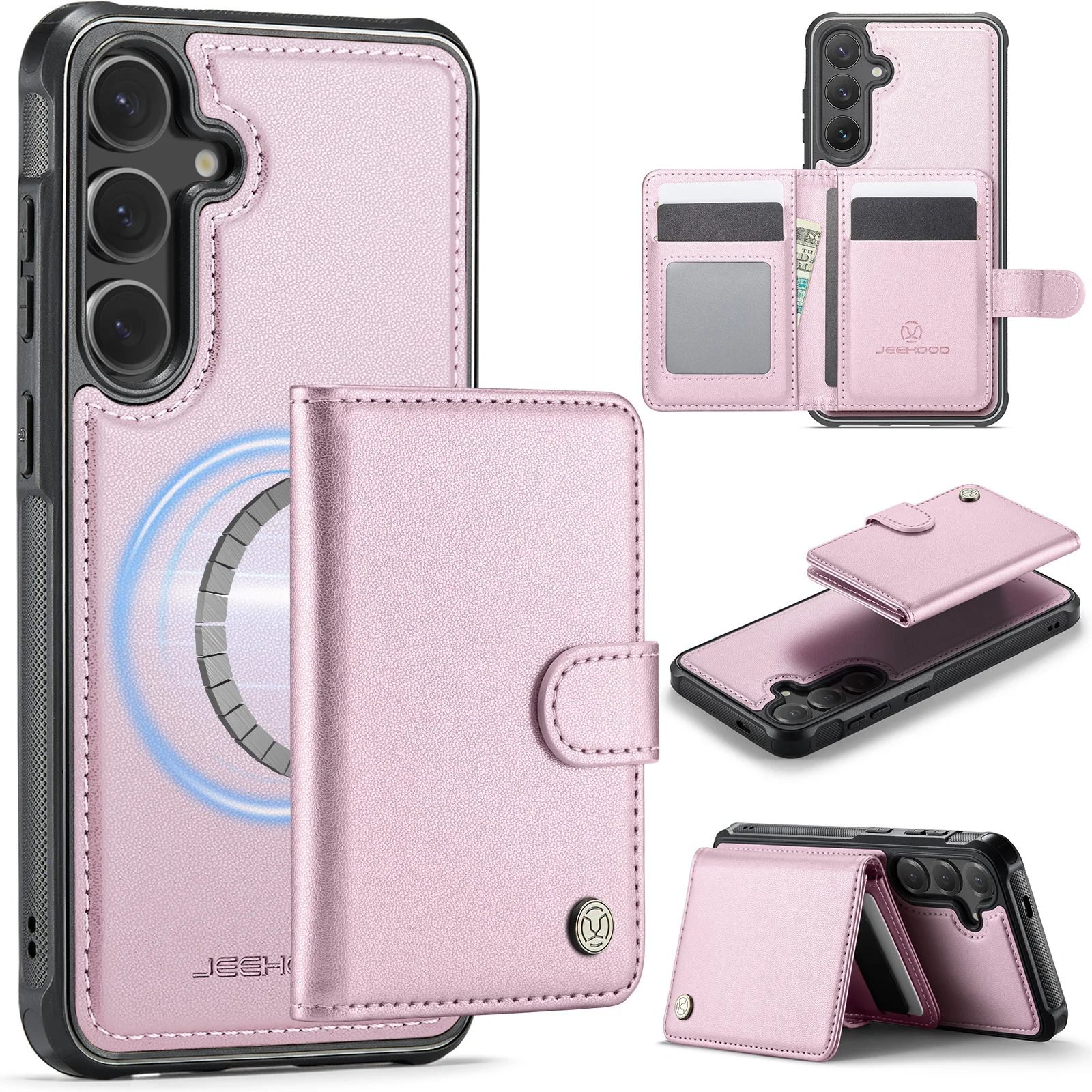 

Magnetic Detachable Leather Flip Card Holder Wallet Case for Samsung Galaxy S25 Plus S24 Ultra S23 S22, Kickstand Phone Covers