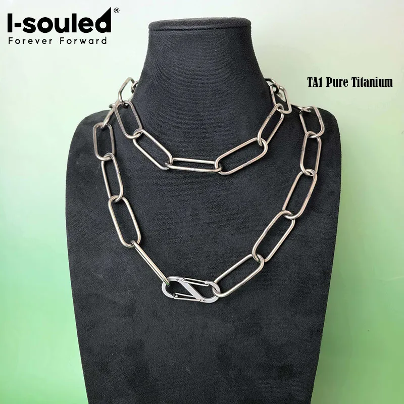 16.5mm TA1 pure titanium industrial chain necklace is lightweight, corrosion-resistant, and rust free