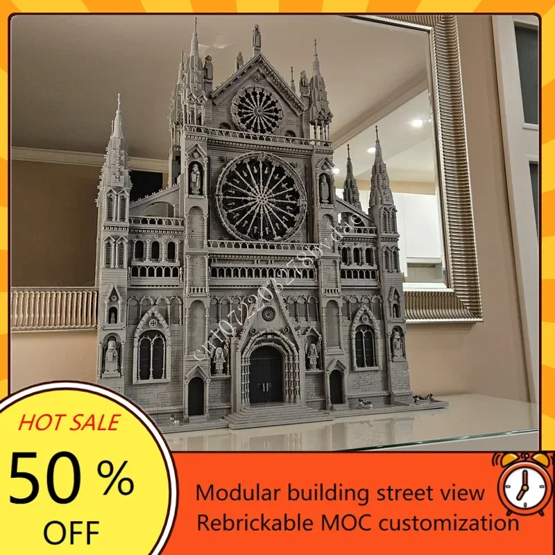 7308PCS Gothic Cathedral Facade Modular MOC DIY Assembly Model Creative Street View Custom Puzzle Toy Gift