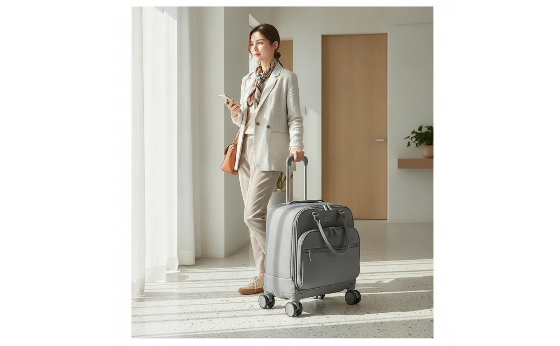 Softside Rolling Carry-on Suitcase Lightweight Suitcase with Telescopic Handle Luggage Organized Underseat