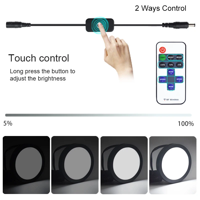Smart Hand Sweep Sensor Under Kitchen Cabinet Lamp Remote Control Diammable LED Cabinet Light for Wardrobe Showcase Wine Cabinet
