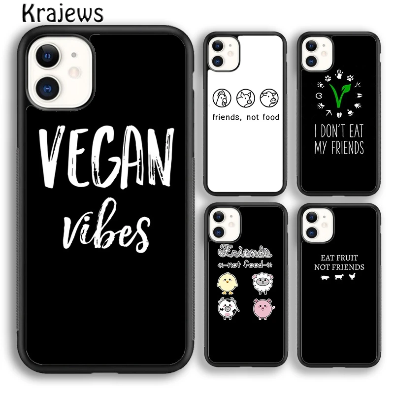 Krajews Eat Fruit Not Friends Vegan Phone Case Cover For iPhone 16 15 14 plus XS XR 11 12 mini 13 pro max coque Fundas