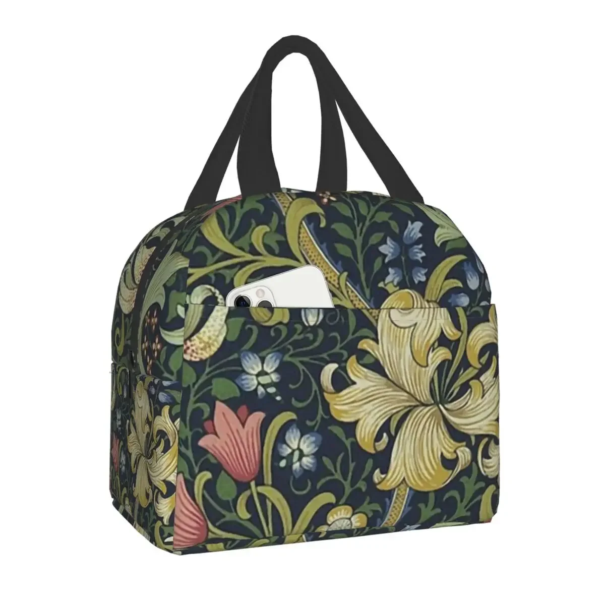 William Morris Compton Floral Pattern Lunch Box for Women Multifunction Cooler Thermal Food Insulated Lunch Bag Office Work