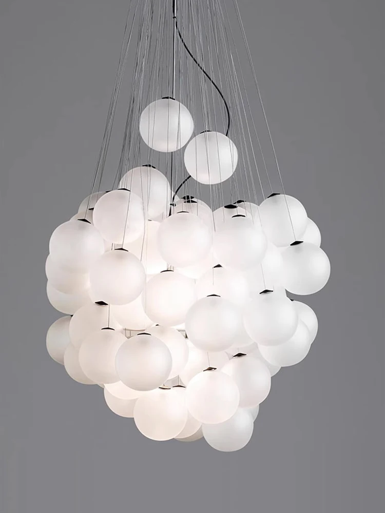 

Postmodern Nordic minimalist art restaurant large chandelier living room duplex villa staircase glass long chandelier