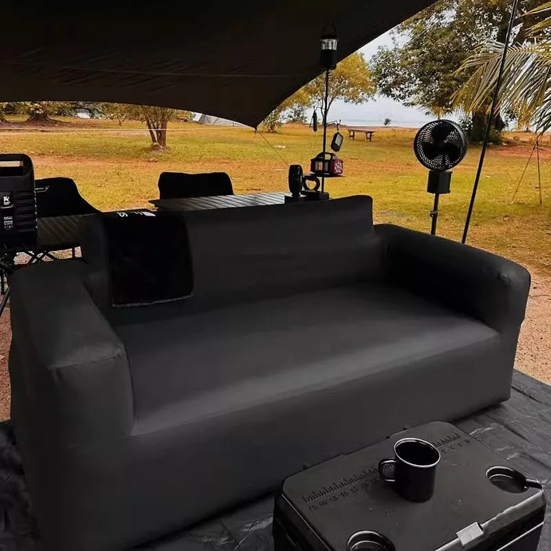 Outdoor camping inflatable sofa, black one-click automatic inflatable camping