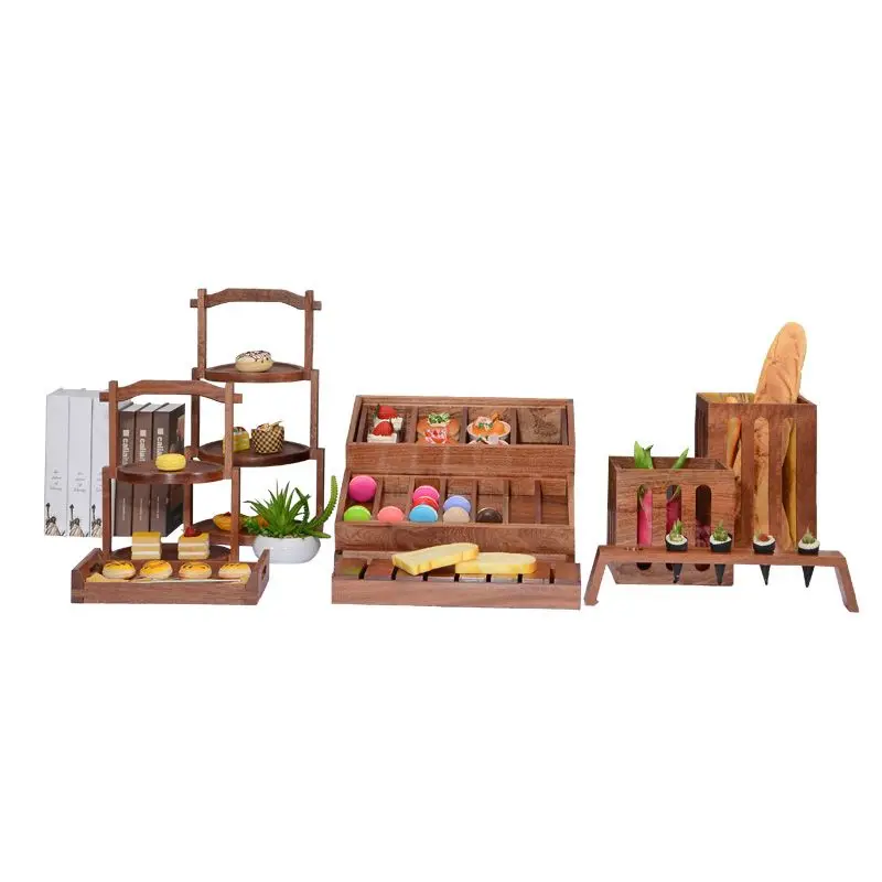 

Chinese Dessert Table Ornament Display Rack Set Wooden Cold Food Tray Tea Break Table