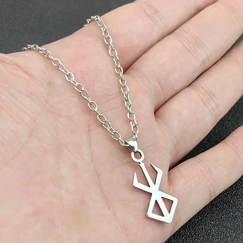 Anime BERSERK Symbol Pendant Necklace Hip Hop Stainless Steel Necklaces For Men Cosplay Jewelry Prop