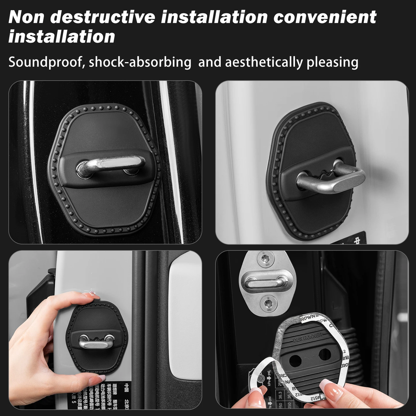 2/4 قطعة سيليكون قفل باب السيارة غطاء الديكور الواقي لجيلي Emgrand S 2021-2022 #6