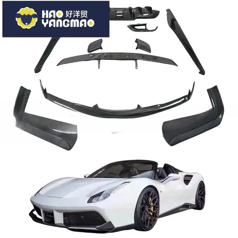 Applicable to Ferrari 488 has been upgraded with an N-type carbon fiber body package.