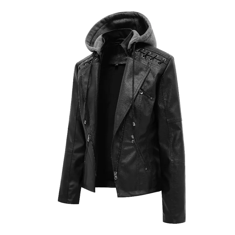 قبعة خريف وشتاء 2025 سترة قصيرة قابلة للإزالة سترة جلدية ضيقة ملابس جلدية نسائية ملابس للدراجات النارية #3