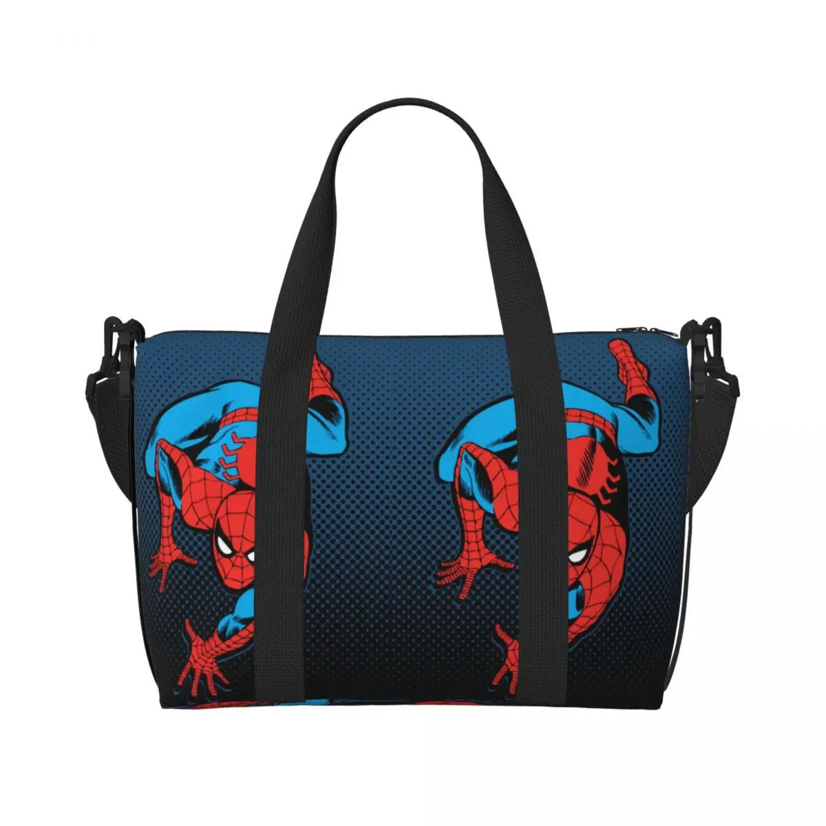 Custom Large Retro Spider Man Wall Crawl Tote Bag Women Shopping Shoulder Beach Gym Travel Bag