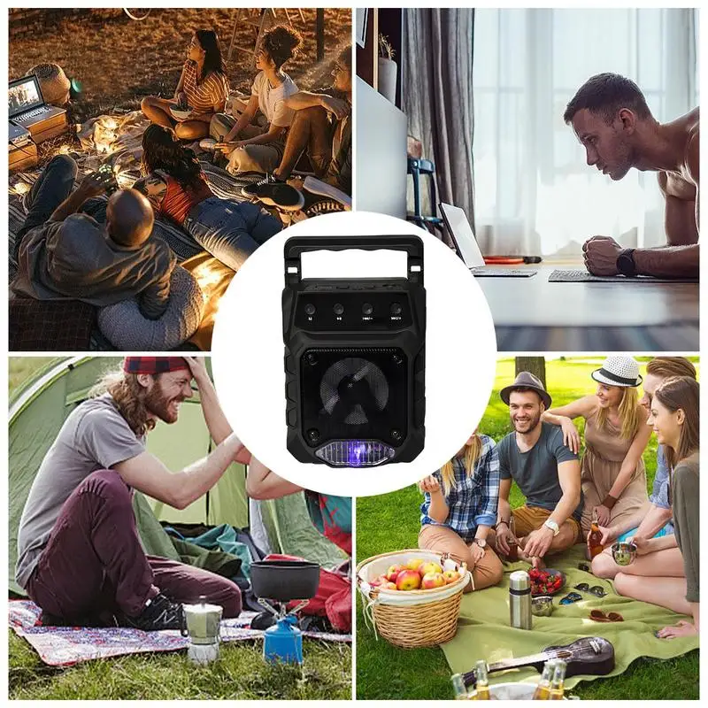 Solar Speakers Outdoor Waterproof Waterproof Solar Powered Stereo Bass Outdoor Speaker Wireless Speaker With Large Handle And