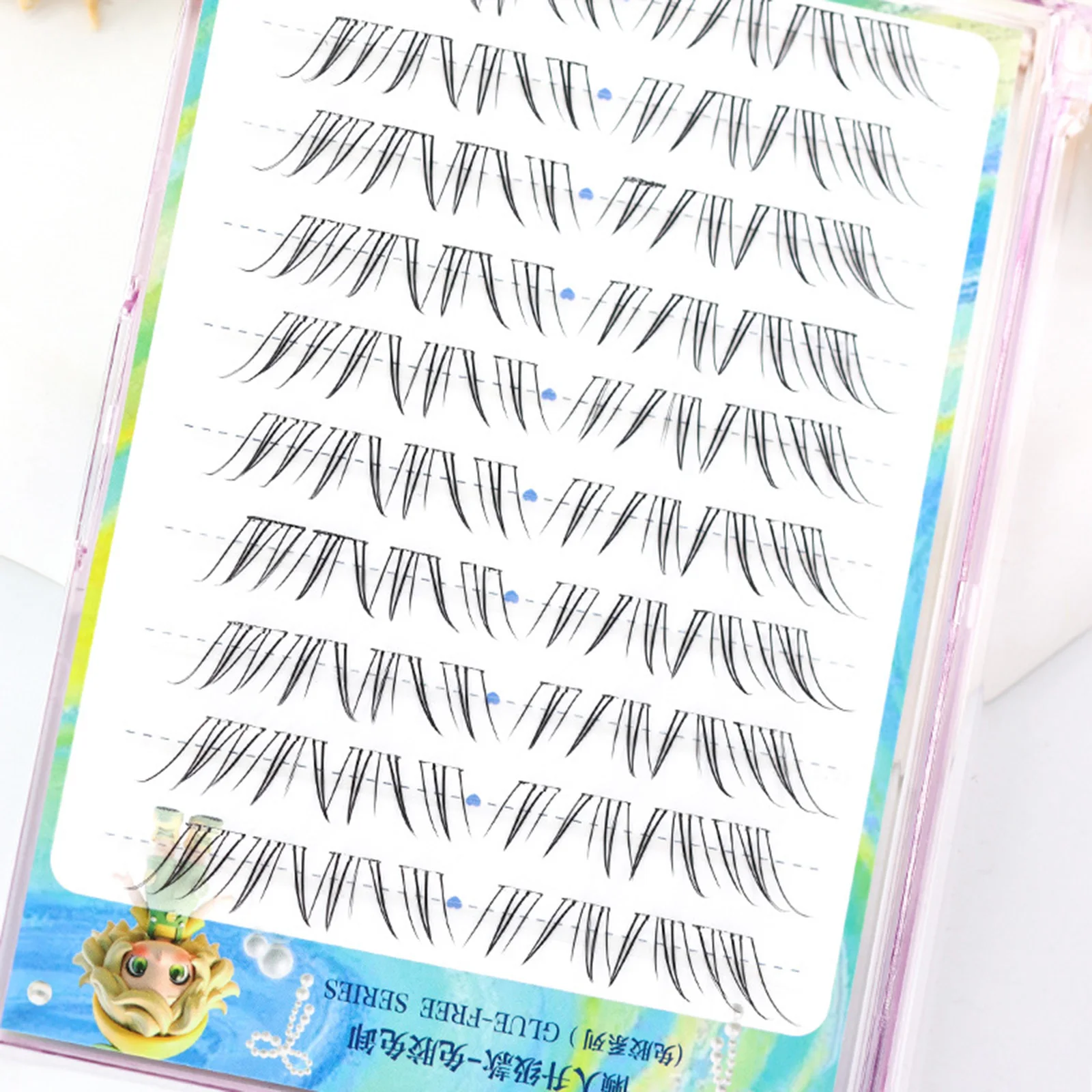 接着剤不要のつけまつげエクステンション、個別のクラスターまつげ、自然なフルルックを実現するソフトファイバーを使用、あらゆるメイクアップに最適