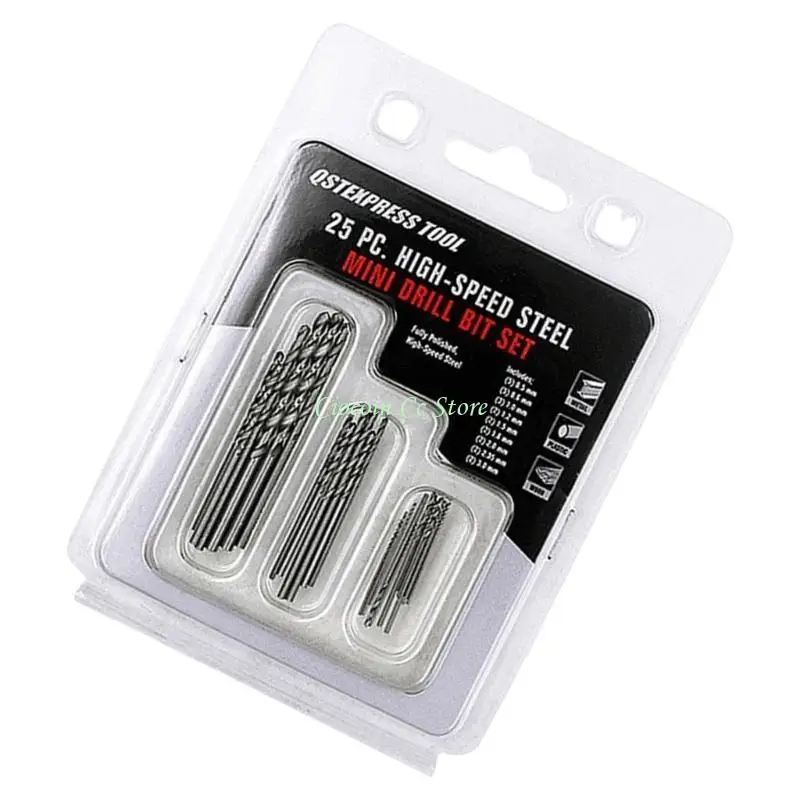 x90f 20/25pcs 정밀 목재 플라스틱 및 금속 드릴링 용 미니 트위스트 드릴 비트 세트