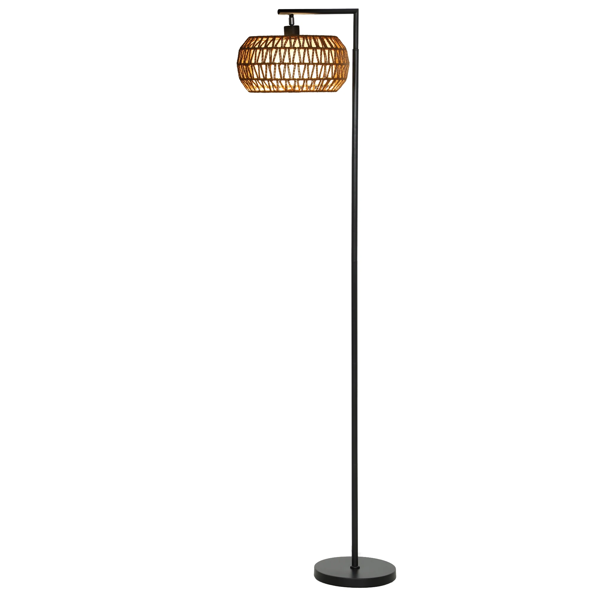 HOMCOM Lámpara de Pie con Doble Capa de Pantalla Bohemia con 3 Temperaturas de Color Brillo Ajustable Control Remoto