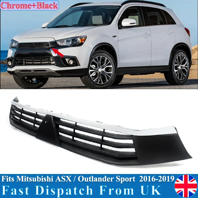 ASX RVR For Mitsubishi Outlander Sport ASX RVR Front Bumper Upper Grill Grille 2016 2017 2018 2019  black