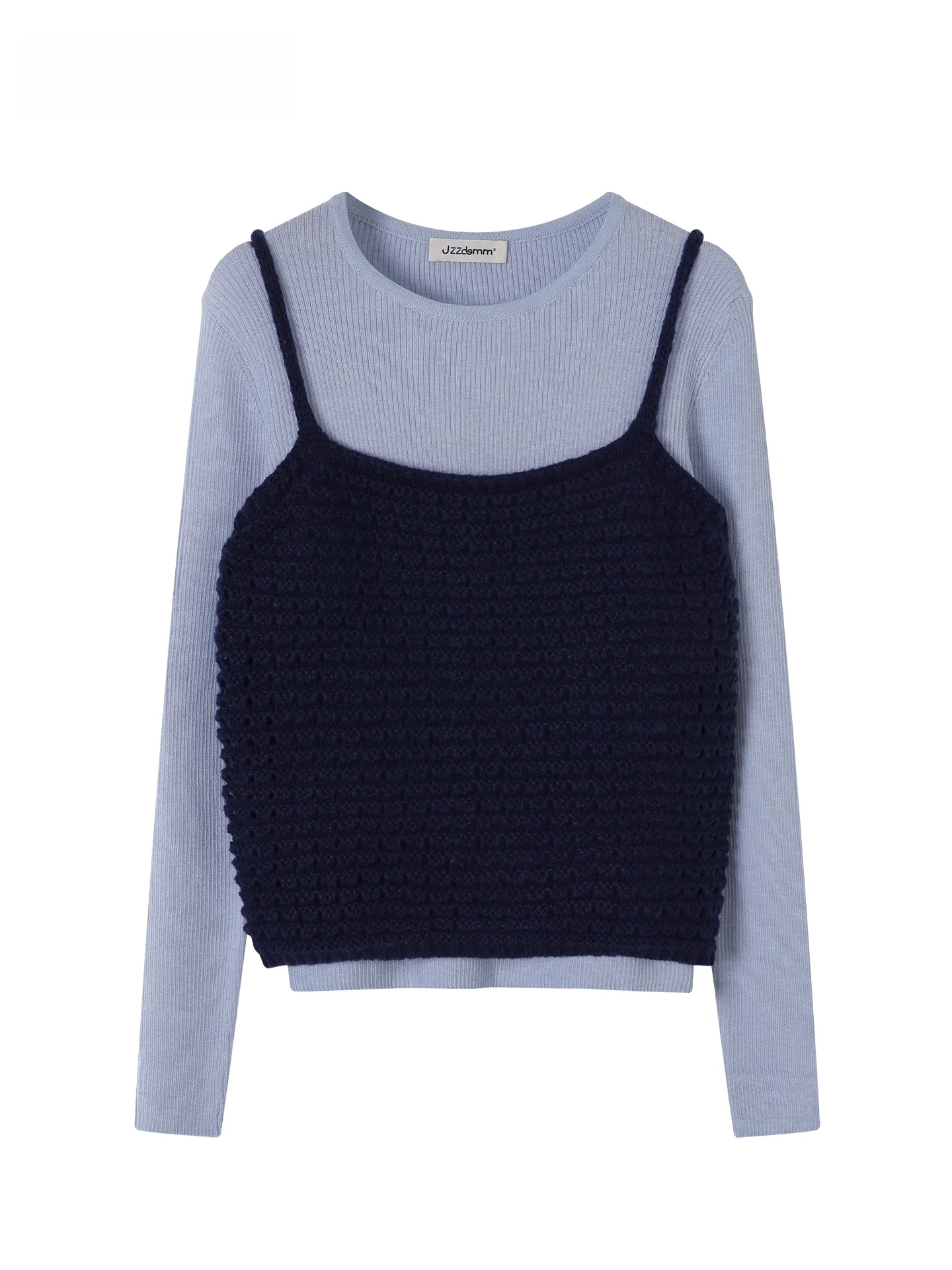 

Корейский вязаный комплект JZZDEMM: топ на бретелях и лонгслив с запахом, осенний женский комплект из двух предметов