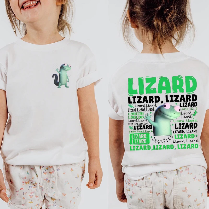 

Cute Lizard Meme Print T-shirts Boys Girls Summer Short Sleeve Crewneck Casual Tees Funny Lizard T Shirt Children's Clothing