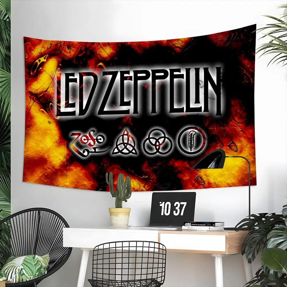 Rock Band L-Led Zeppelin Tapestry Vintage Wall Hanging Decor Microfiber Fabric Poster Room Art Bedroom Home Gift