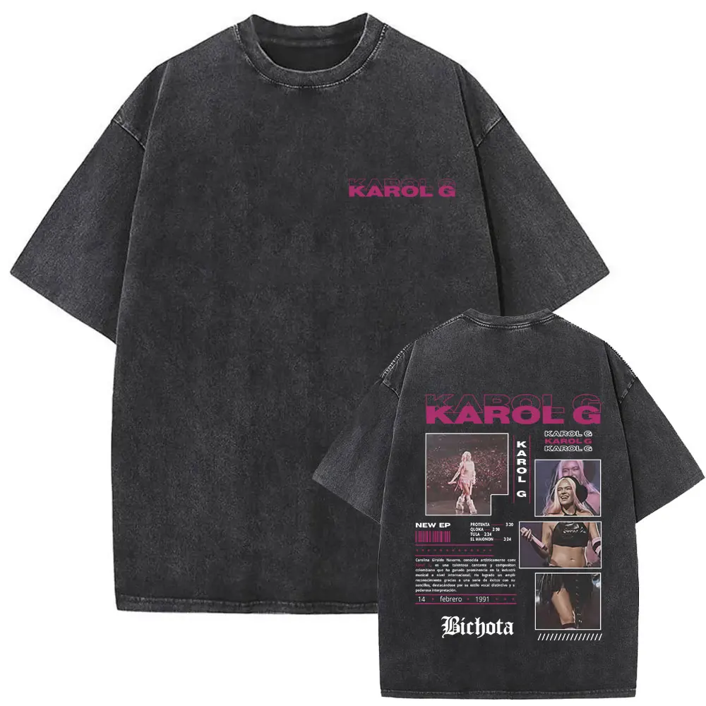 

Singer Karol G Music Album 2025 Wasehd Vintage T-shirt Summer Men Women Fashion Oversized Streetwear Unisex Casual Cotton Tees