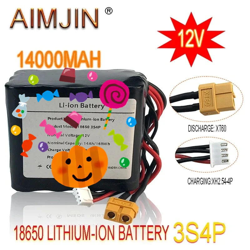 

12.6V 3S4P 12V 14Ah High Capacity UAV Rechargeable Li-ion Battery for Various RC Airplane Drone Quadrotor XH2.54-4P XT60
