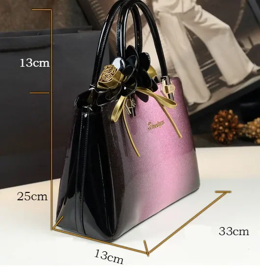 2021 neueste frauen leder handtaschen designer hohe qualität patent leder kupplung boston tote top griff taschen damen business